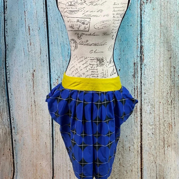 ANTHROPOLOGIE ODILLE NWT Blue Fargyle Retro Bubble Pocket Skirt - Picture 6 of 12